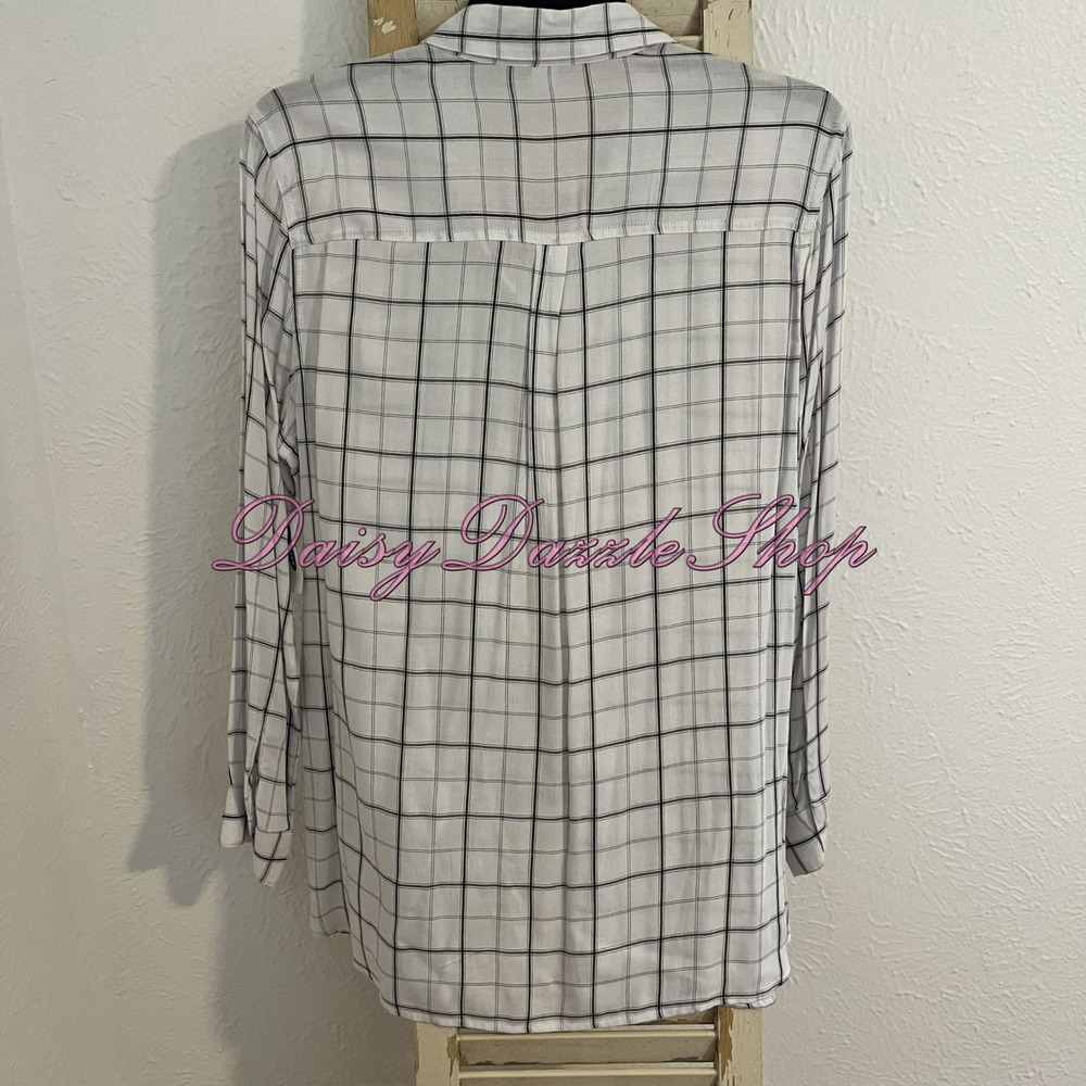 ✨New Old Navy Womens Tunic Shirt XL White Black Stripe V Neck Long Sleeve NWT✨ - Picture 5 of 10
